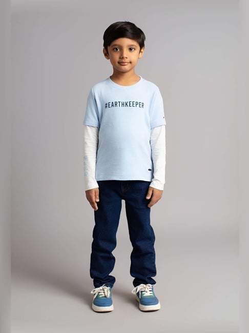 Ed-A-Mamma Boys Blue Cotton Printed T-Shirt-picture-21