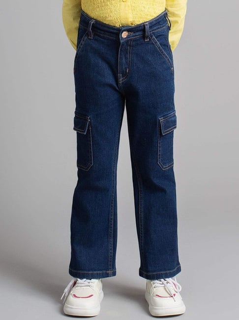 Ed-A-Mamma Girls Blue Denim Washed Jeans