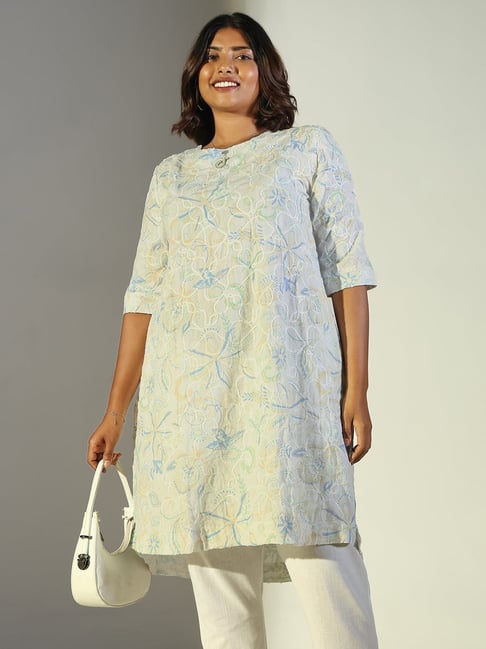 SHOWOFFFF Women's White Floral Straight Kurta-picture-18