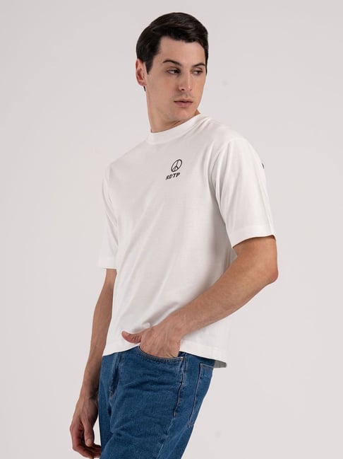 Red Tape White Loose Fit Printed T-Shirt