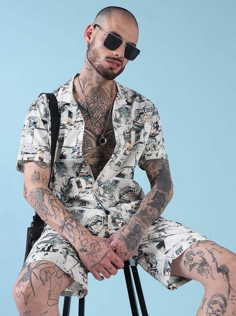 SHOWOFFFF Off White Relaxed Fit Printed Co-Ord Set-picture-26