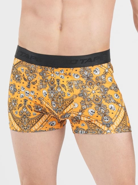 Red Tape Yellow Comfort Fit Printed Trunks