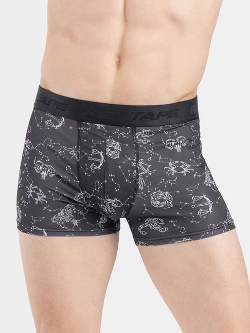 Red Tape Black Comfort Fit Printed Trunks