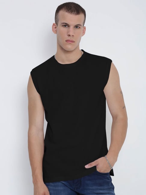 SHOWOFFFF Black Cotton Solid Regular Fit T-Shirt-picture-40