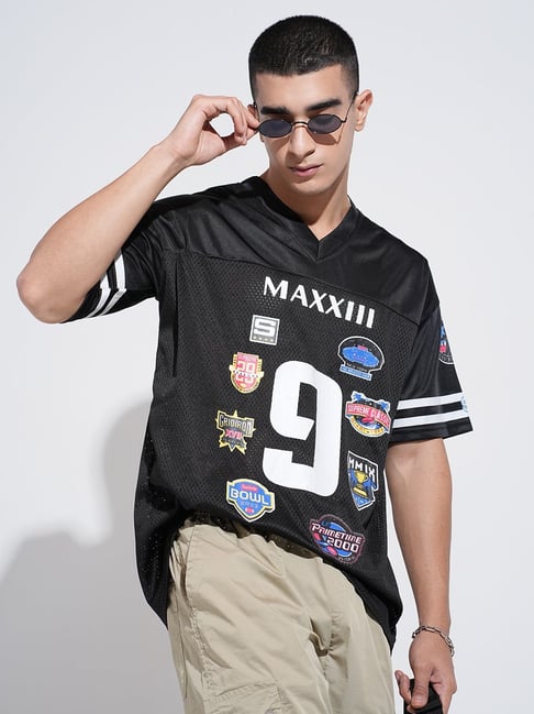SHOWOFFFF Black Nylon Graphic Relaxed Fit T-Shirt-image-27