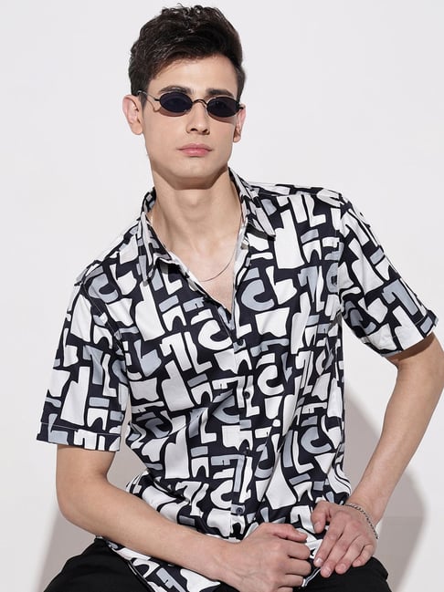 SHOWOFFFF Navy Cotton Regular Fit Printed Shirt-picture-19
