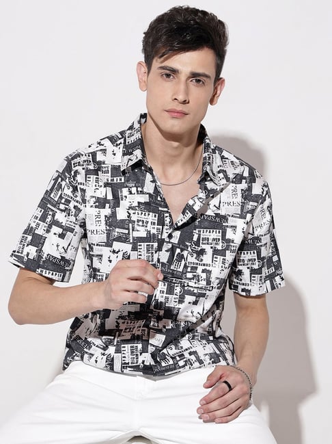 SHOWOFFFF Black Cotton Regular Fit Printed Shirt-picture-22