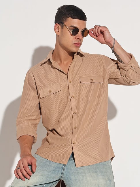 SHOWOFFFF Beige Regular Fit Shirt-image-24
