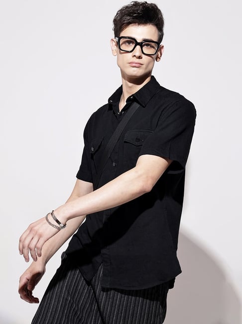 SHOWOFFFF Black Cotton Regular Fit Shirt-picture-17