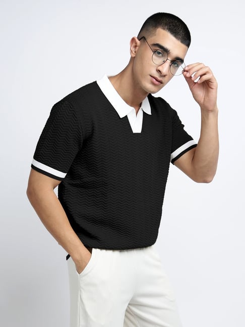 SHOWOFFFF Black Cotton Regular Fit Polo T-Shirt-picture-38