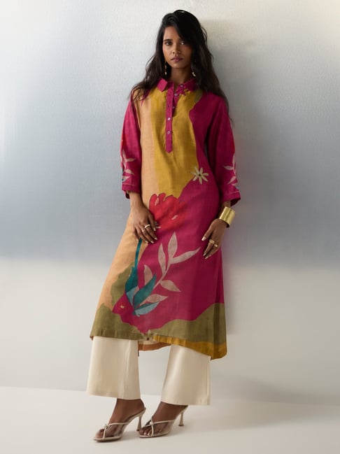 Utsa by Westside Multicolour Floral Printed A-Line Kurta-picture-14