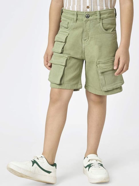 Ed-A-Mamma Boys Olive Cotton Solid Shorts