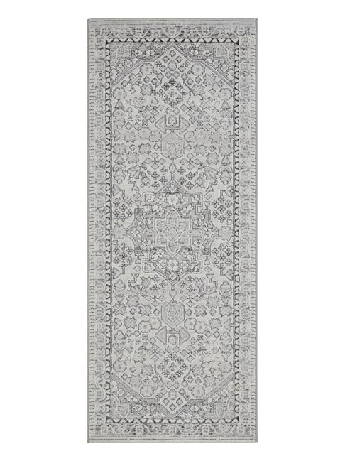 OBSESSIONS Cream Classical Polyester Bedside Runner 2x5 Feet