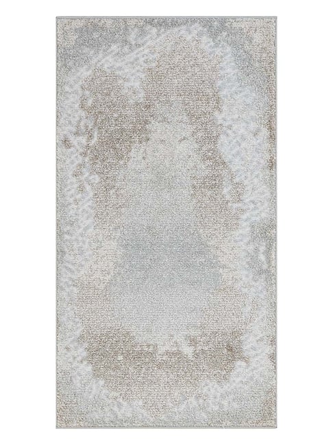 OBSESSIONS Cream Abstract Polyester Bedside Runner 2.5x5 Feet