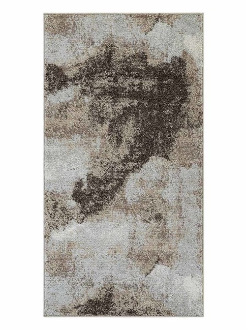 OBSESSIONS Beige Abstract Polyester Bedside Runner 2x5 Feet