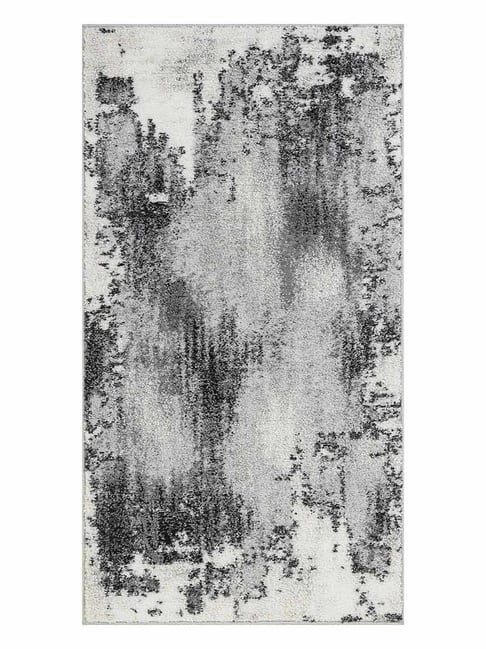 OBSESSIONS Cream Abstract Polyester Bedside Runner 2.5x5 Feet