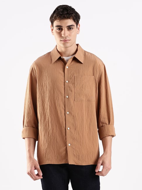 Calvin Klein Jeans Brown Comfort Fit Self Pattern Shirt-picture-38