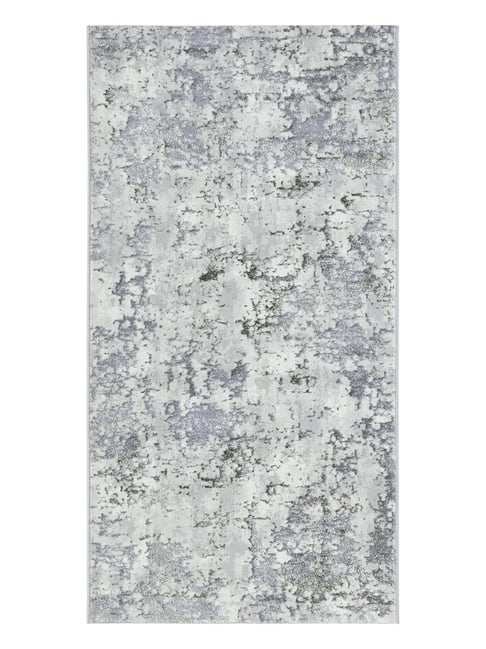 OBSESSIONS Cream Abstract Polyester Bedside Runner 2.5x5 Feet