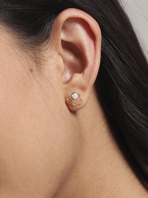 Mia by Tanishq Diamond 14k (585) Yellow Gold Earrings for Women-picture-12