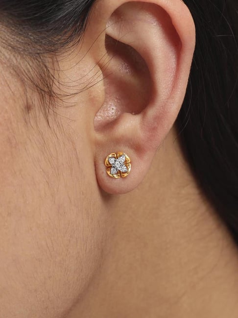 Mia by Tanishq Diamond 14k (585) Yellow Gold Earrings for Women-picture-13