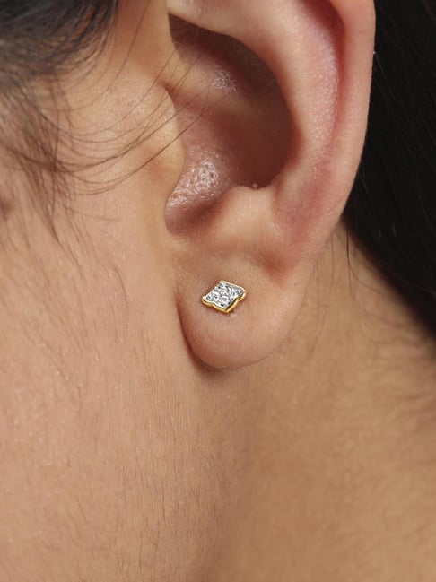 Mia by Tanishq Diamond 14k (585) Yellow Gold Earrings for Women-picture-14