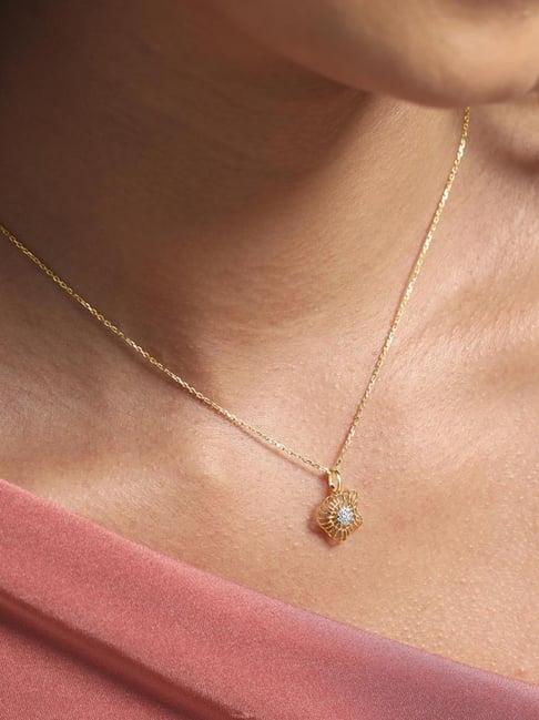 Mia by Tanishq Diamond 14k (585) Yellow Gold Pendant for Women