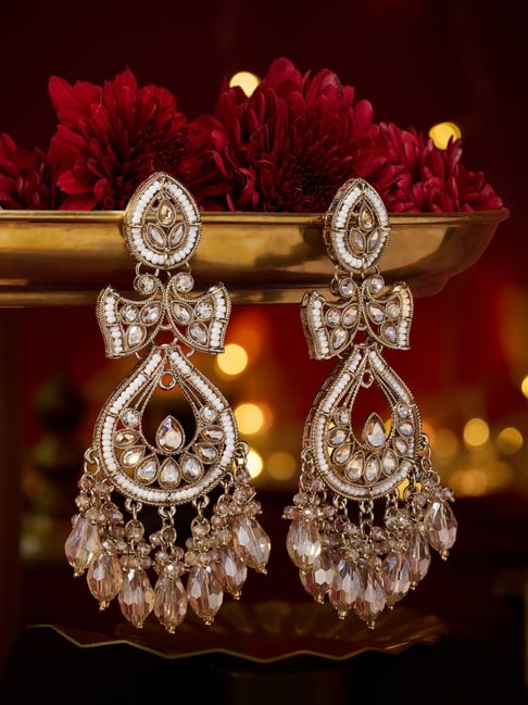 Zaveri Pearls Gold Dazzling Stones Beads Embellished Dangler Earrings-picture-19
