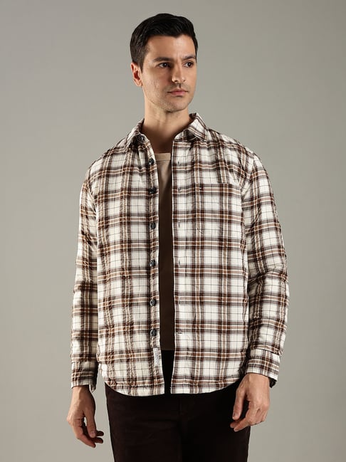 Tommy Hilfiger Brown Cotton Comfort Fit Checks Shirt-picture-14