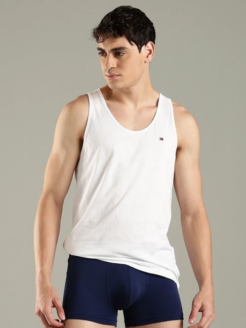 Tommy Hilfiger White Cotton Regular Fit Vest