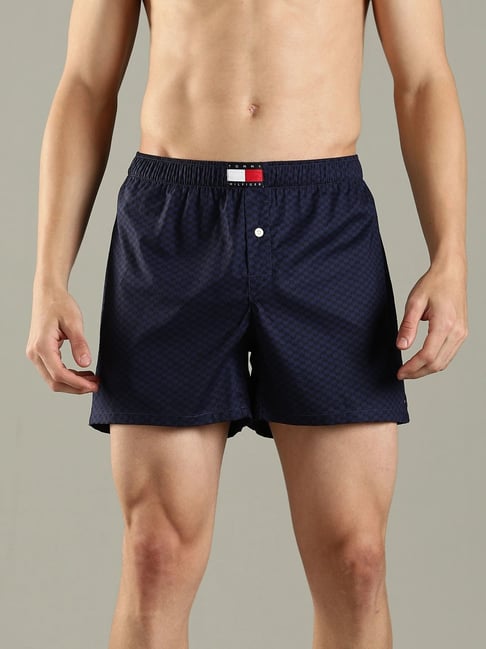 Tommy Hilfiger Navy Cotton Regular Fit Logo Printed Boxers