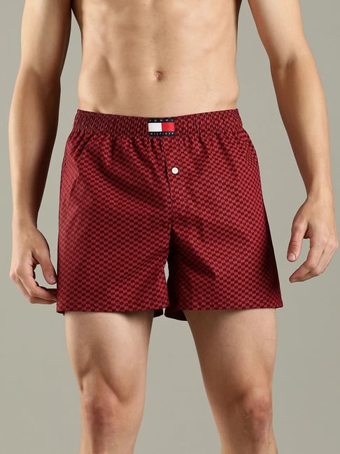 Tommy Hilfiger Red Cotton Regular Fit Logo Printed Boxers