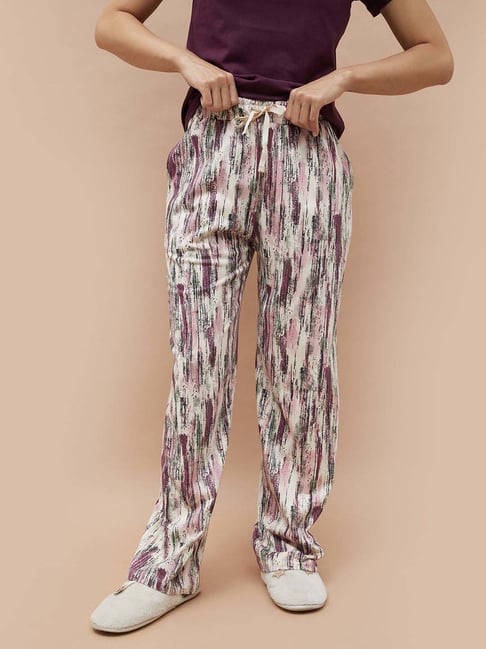 Ginger By Lifestyle Beige Cotton Regular Fit Printed Pyjamas-picture-42