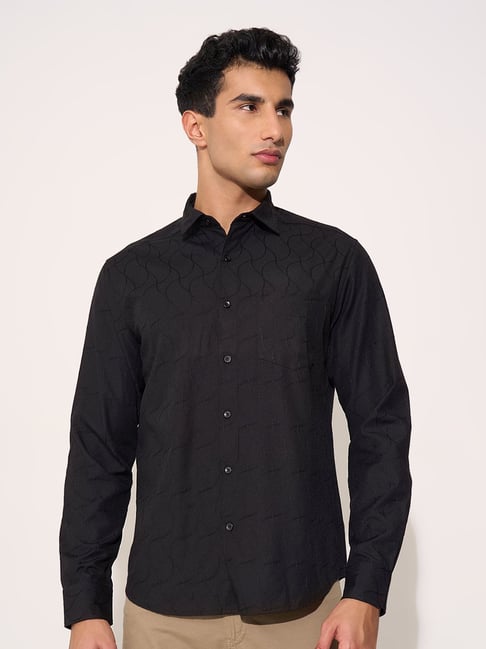 Peregrine By Pantaloons Black Regular Fit Texture Shirt-picture-16