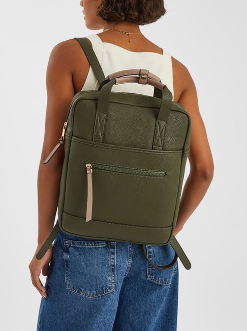 Accessorize London Green Textured Backpack