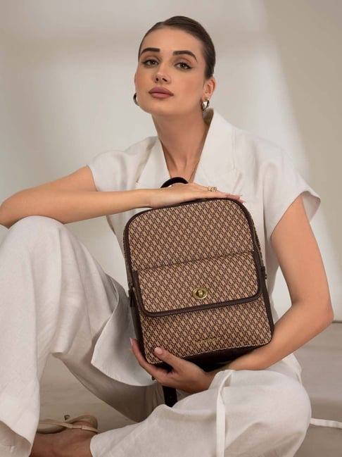 Accessorize London Brown Printed Backpack