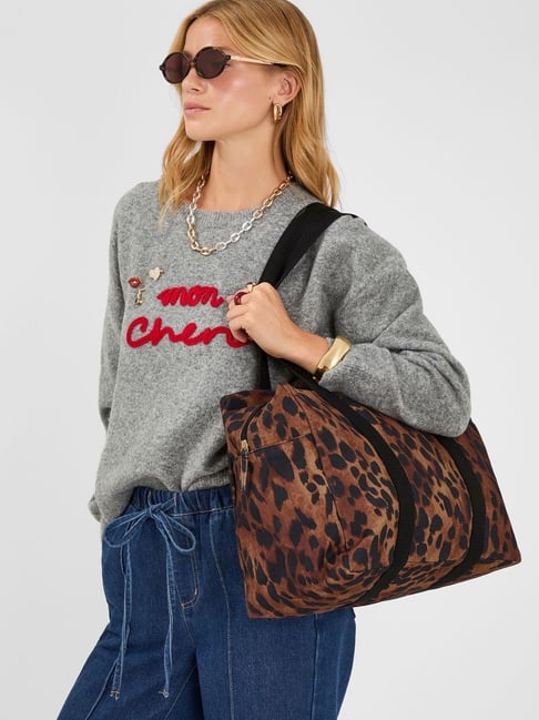 Accessorize London Brown Animal Effect Weekend Bag