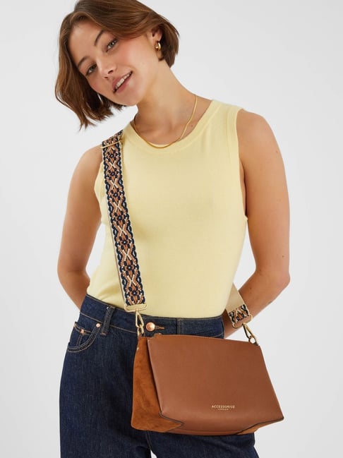 Accessorize London Tan Textured Cross Body Bag