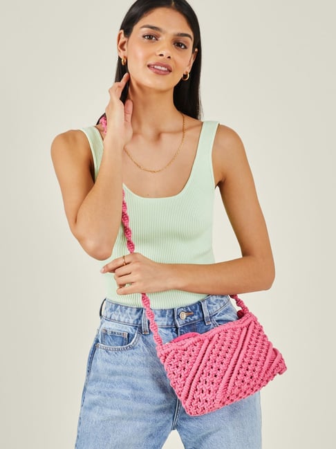 Accessorize London Pink Woven Cross Body Bag-picture-28