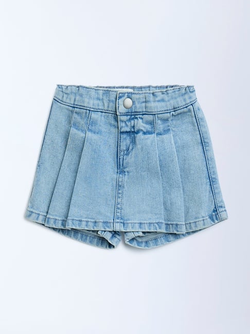 HOP Baby by Westside Blue Box Pleated High-Rise Denim Skort