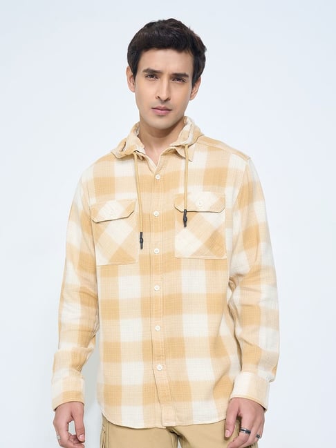 7 Alt By Pantaloons Beige Relaxed Fit Checks Shirt-picture-19