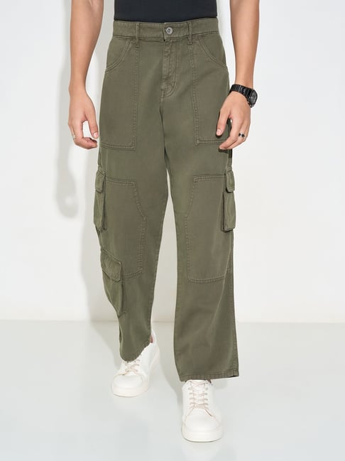 Sf Jeans By Pantaloons Olive Loose Fit Cargo Jeans-picture-27