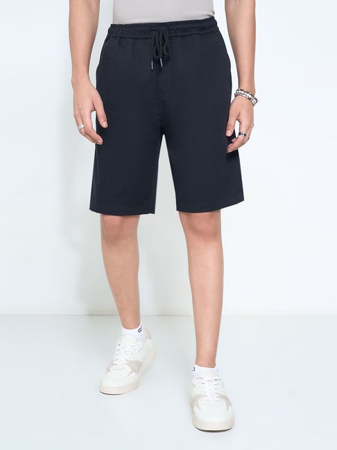 7 Alt By Pantaloons Jet Black Relaxed Fit Shorts-picture-40