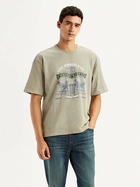 Levi's Men's Printed Light Olive Relaxed Fit T-Shirt-picture-23