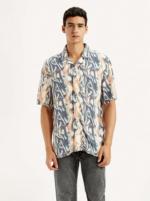 Levi's Men's Abstract Multicolor Relaxed Fit Camp Shirt-picture-34