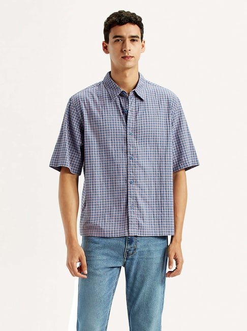 Levi's Men's Checkered Blue Boxy Shirt-picture-35