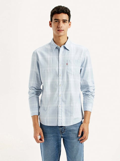 Levi's Men's Paisley Light Blue Slim Fit Shirt-picture-18