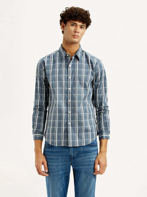 Levi's Men's Checkered Greyish-Grey Slim Fit Shirt-picture-18