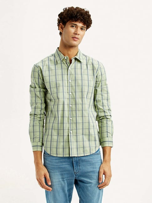 Levi's Men's Checkered Light Green Slim Fit Shirt-picture-28