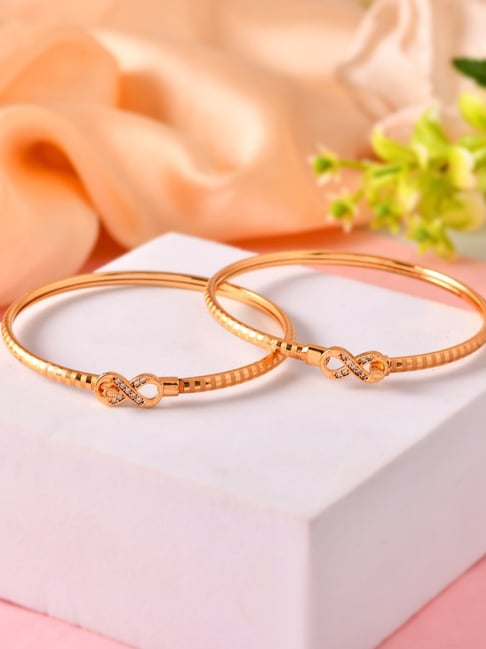 VOJ Gold-Tone Plated Bangles for Women Set of 2