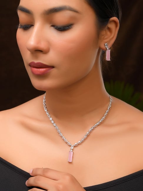 VOJ Silver Plated Pink Set for Women-picture-42